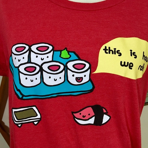 COPY - This Is How We Roll Sushi Red Graphic Tee Size XXL - Picture 2 of 5